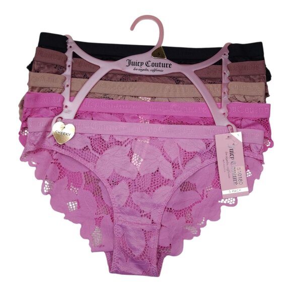 Juicy Couture Intimates Lace Cheeky Panties Small 5 Pack Nylon/Spandex - Picture 1 of 14